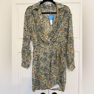 NWT Cupshe Floral Long Sleeve Collared Dress
